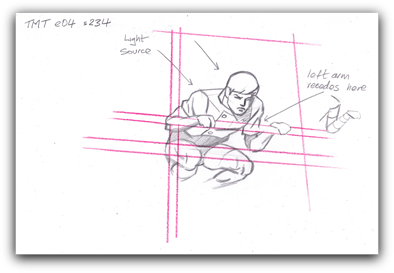 Key drawing of Ben in a scene from Episode 4. Artist - Adrian Salmon.